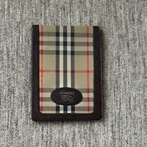 Burberry Checkered Card Holder in Beige and Black